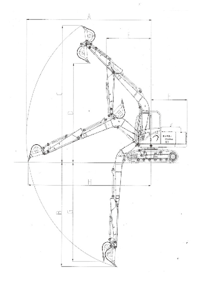 沃爾華DLS880-9B 7噸履帶式液壓挖掘機(jī)工作范圍